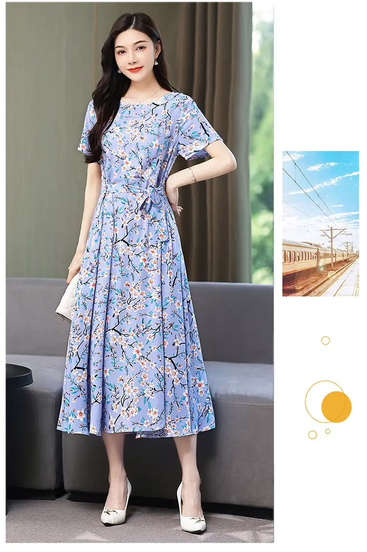 2025 Cotton Silk Floral Skirt Dress for Women 40+ — feature 50