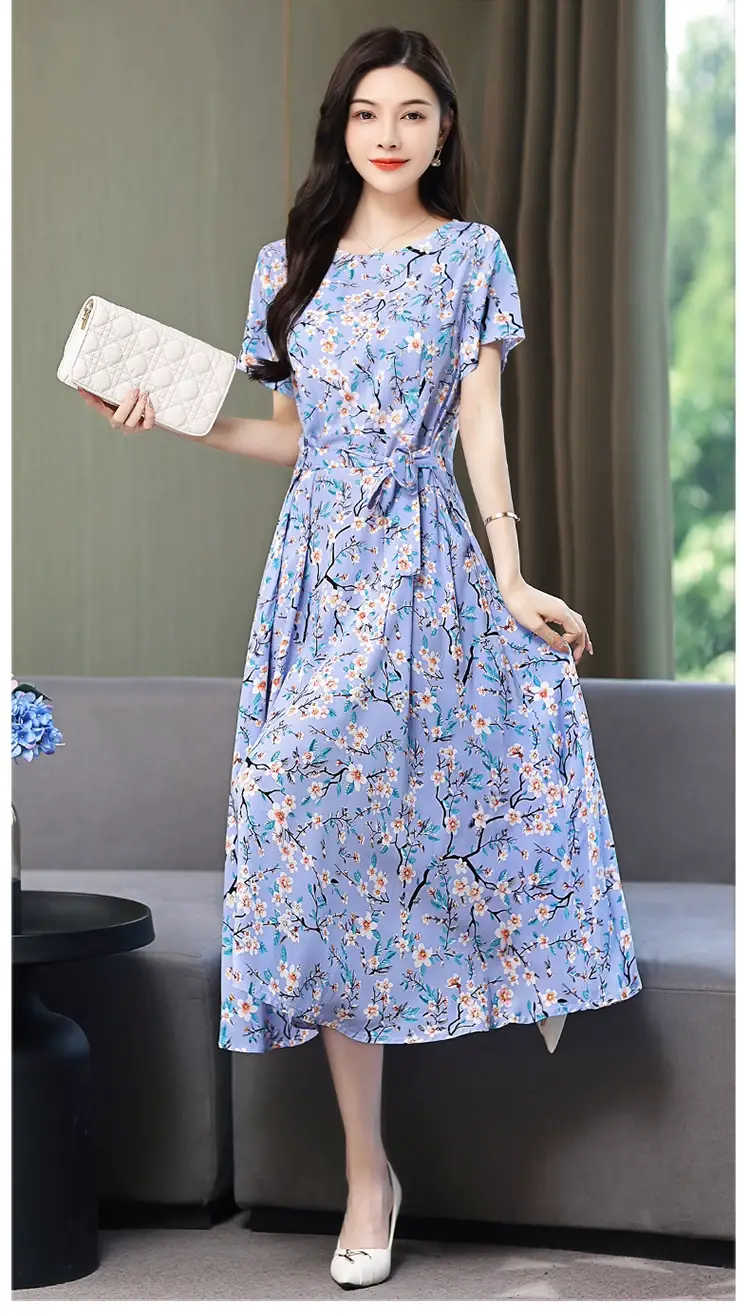 2025 Cotton Silk Floral Skirt Dress for Women 40+ — feature 52