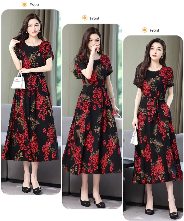 2025 Cotton Silk Floral Skirt Dress for Women 40+ — feature 53