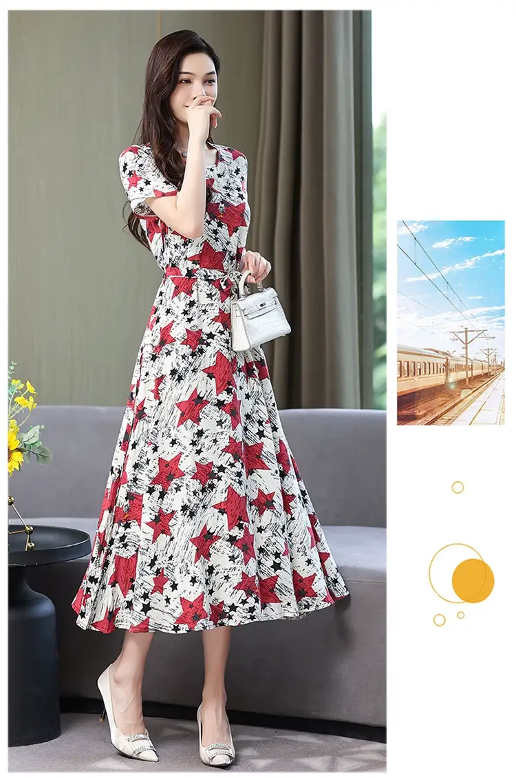 2025 Cotton Silk Floral Skirt Dress for Women 40+ — feature 54