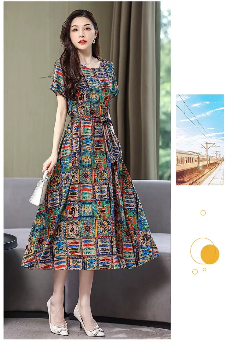 2025 Cotton Silk Floral Skirt Dress for Women 40+ — feature 57