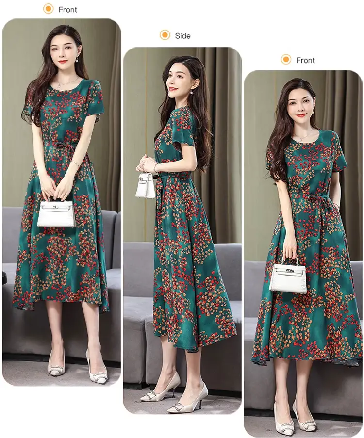 2025 Cotton Silk Floral Skirt Dress for Women 40+ — feature 59