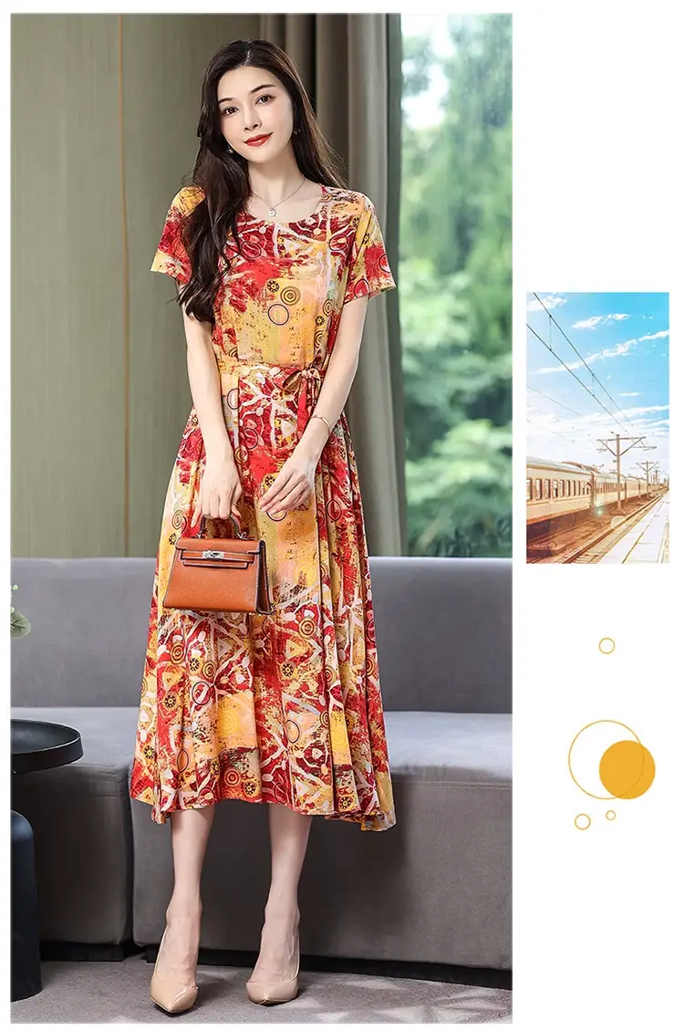2025 Cotton Silk Floral Skirt Dress for Women 40+ — feature 60