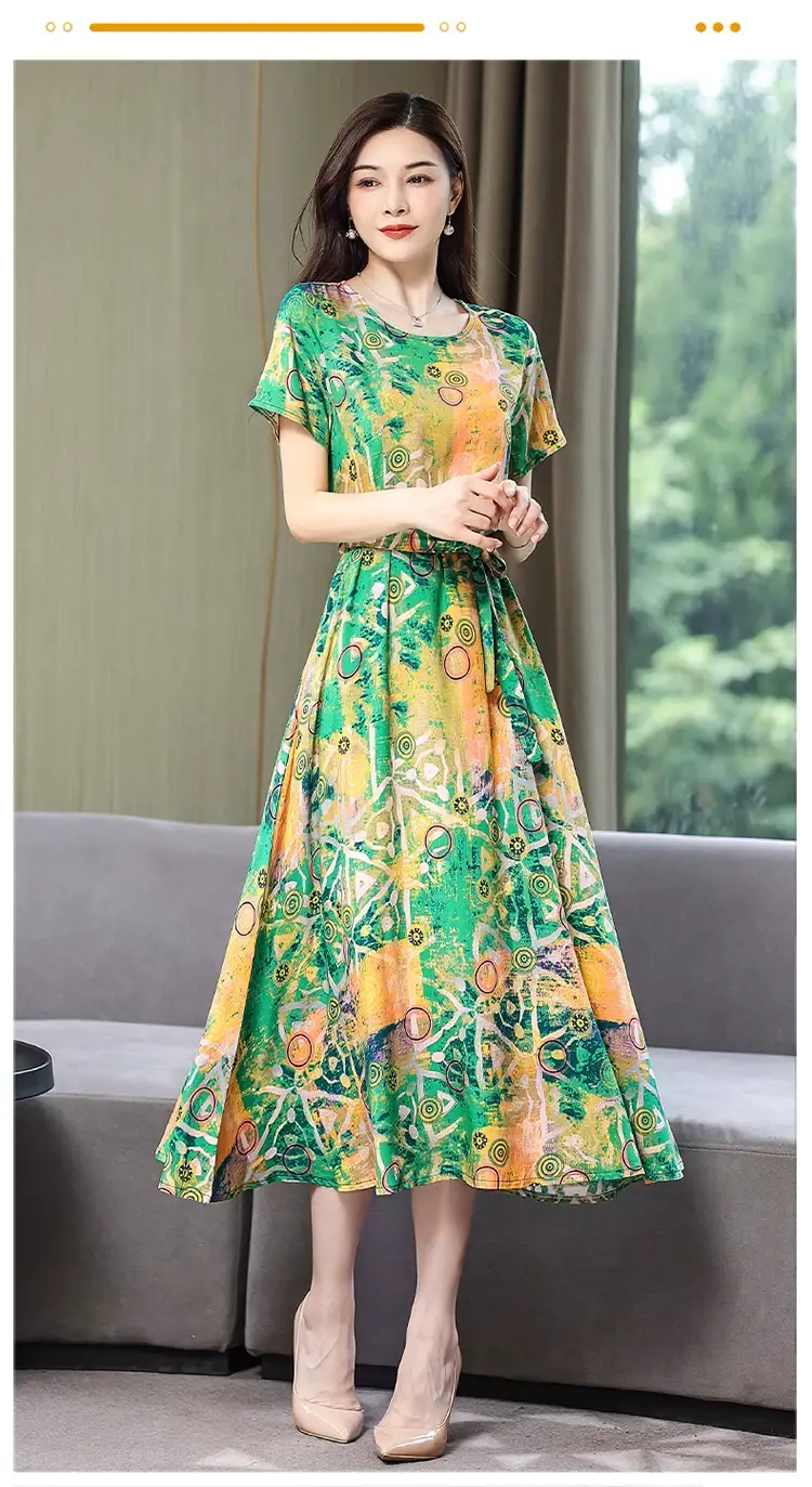 2025 Cotton Silk Floral Skirt Dress for Women 40+ — feature 61