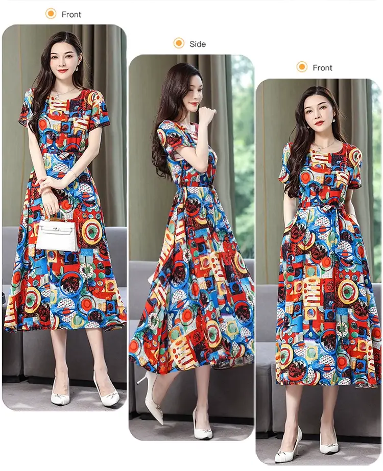 2025 Cotton Silk Floral Skirt Dress for Women 40+ — feature 62
