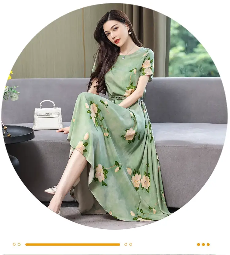 2025 Cotton Silk Floral Skirt Dress for Women 40+ — feature 63