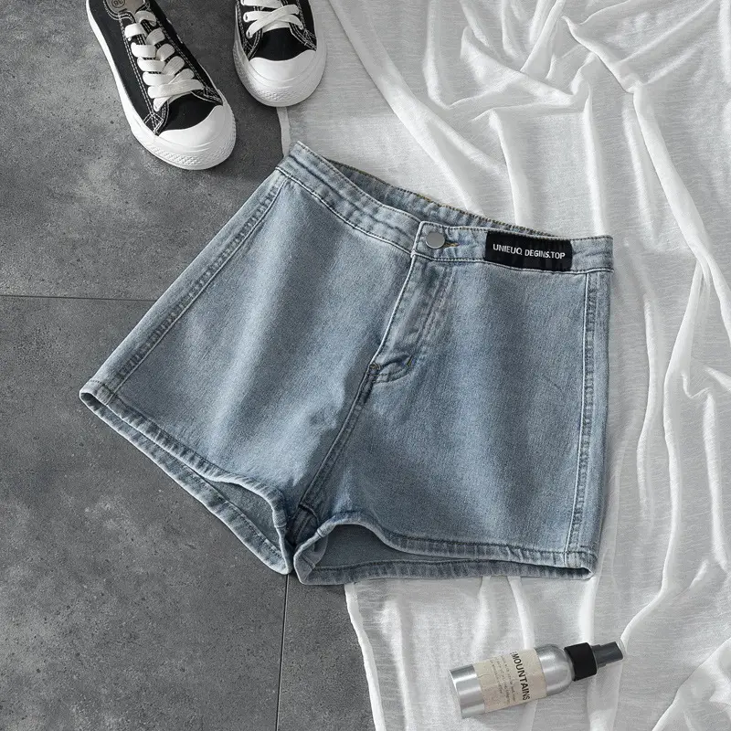 Thin Chic Denim Shorts for Women White - Image 3