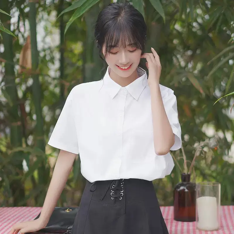 Women White Thin Short Sleeve Shirt 2023 Summer - Image 3
