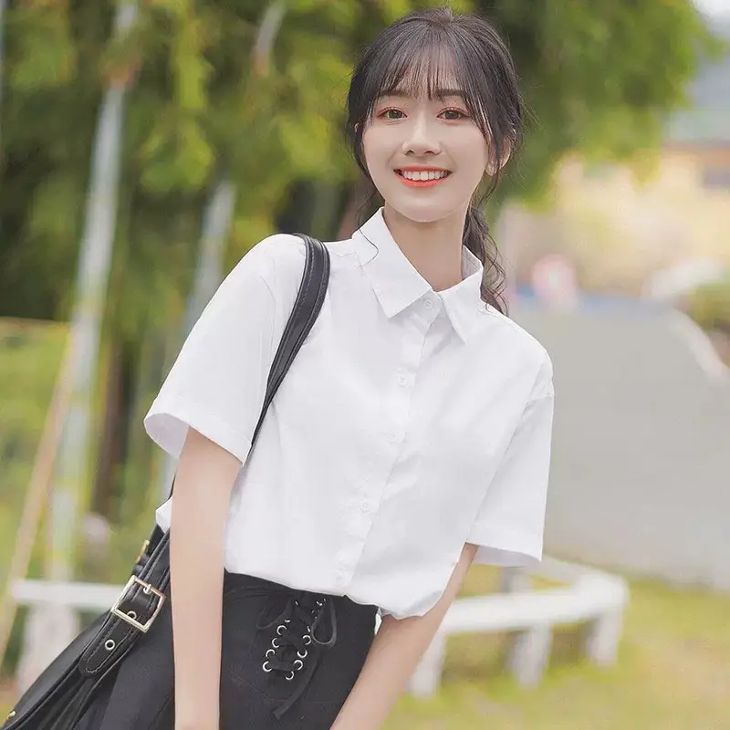 Women White Thin Short Sleeve Shirt 2023 Summer - Image 4