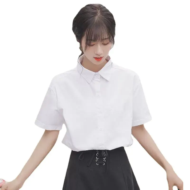 Women White Thin Short Sleeve Shirt 2023 Summer - Image 6