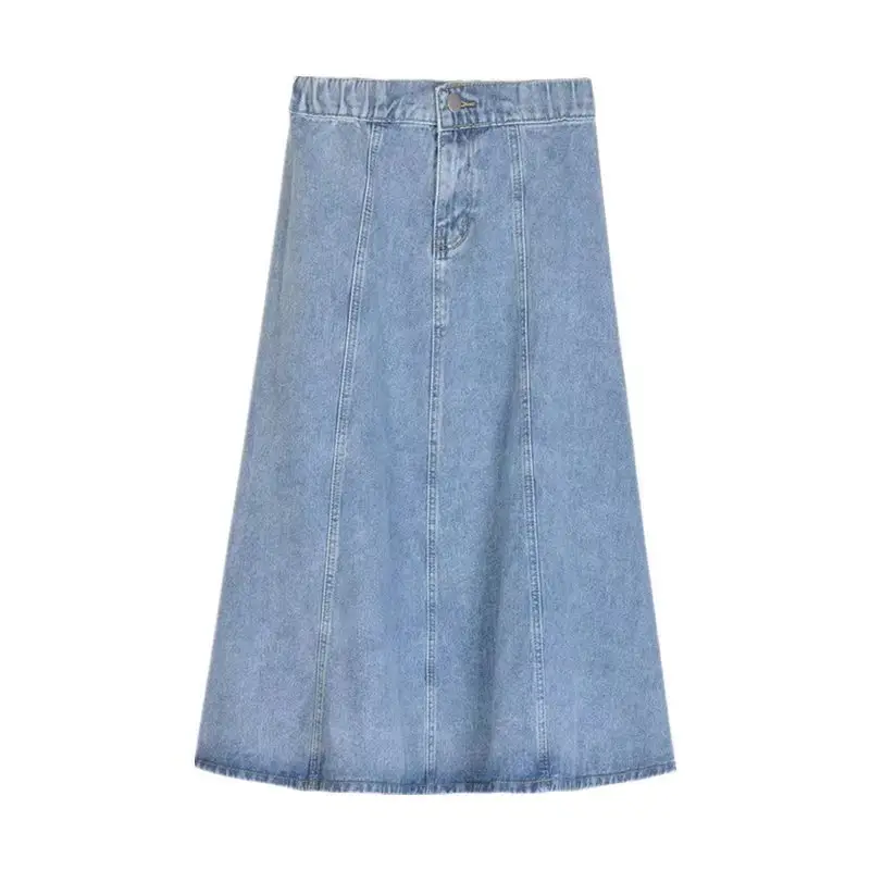 Women's Long Denim Pleated Skirt Mid-Waist A-Line 2025 - Image 7