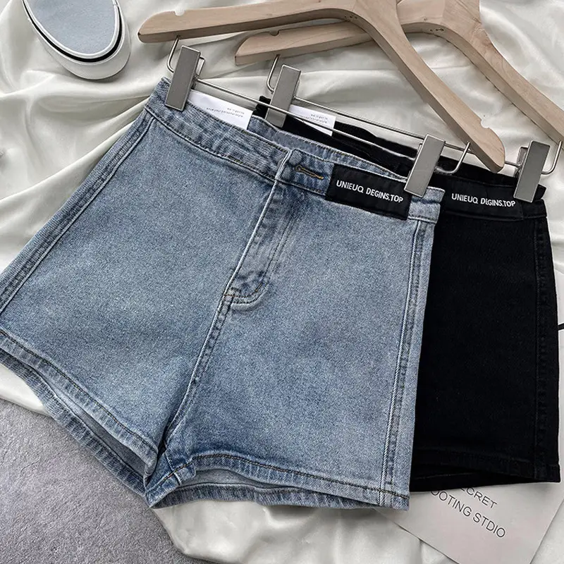 Women Denim Shorts High Waist Slim Fit Blue - Image 5
