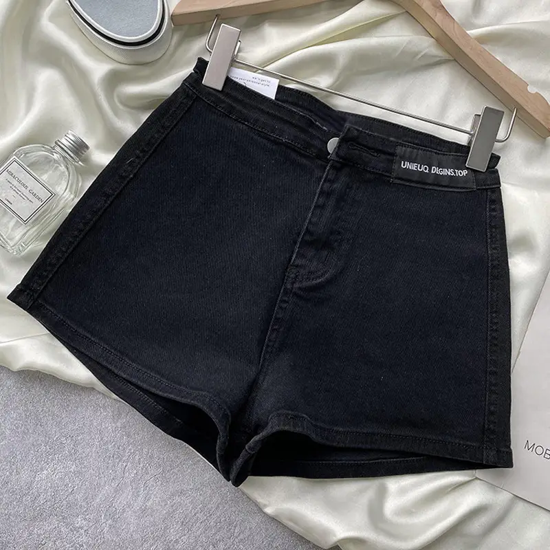 Women Denim Shorts High Waist Slim Fit Blue - Image 2