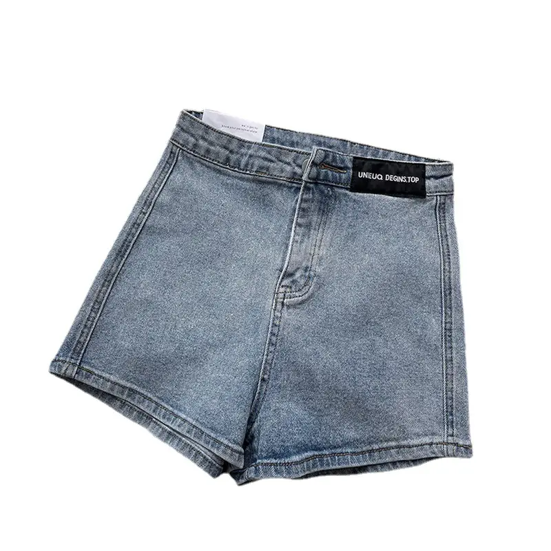 Women Denim Shorts High Waist Slim Fit Blue - Image 6