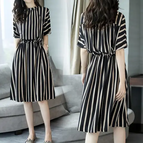Summer Korean Style Waist Belt Dress for Women