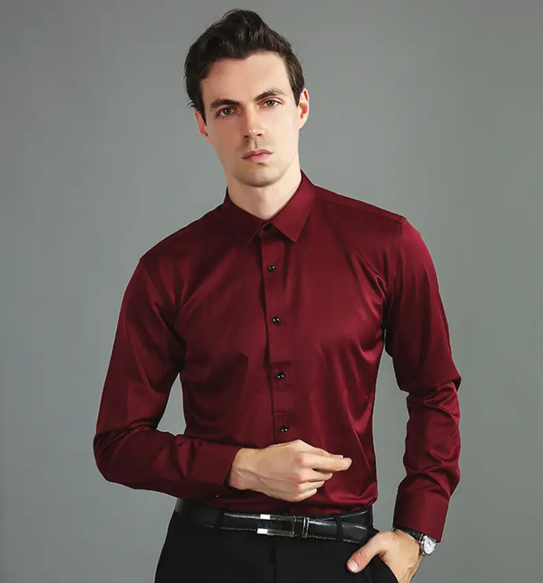 Men's Light Blue Long Sleeve Button Down Shirt — feature 15