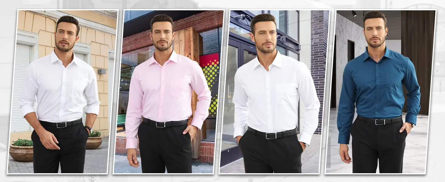 Men's Light Blue Long Sleeve Button Down Shirt — feature 2