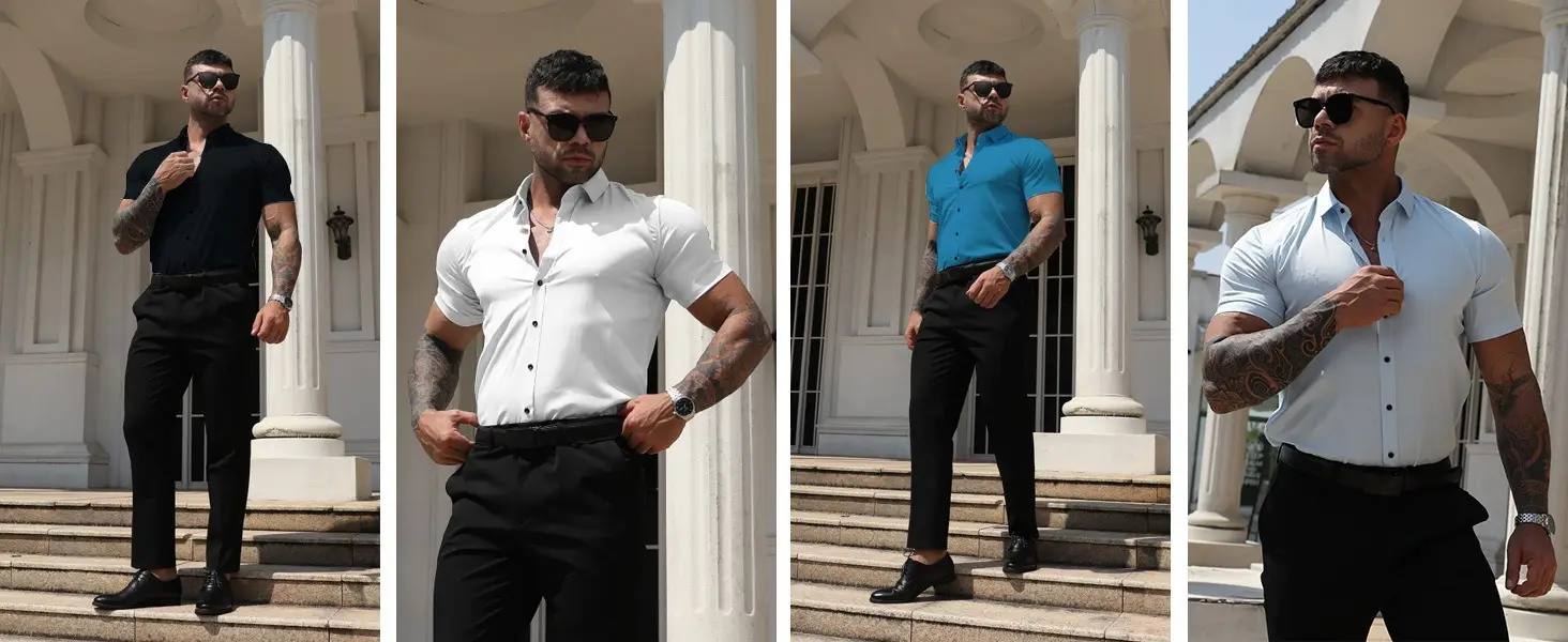 Men's Light Blue Long Sleeve Button Down Shirt — feature 3