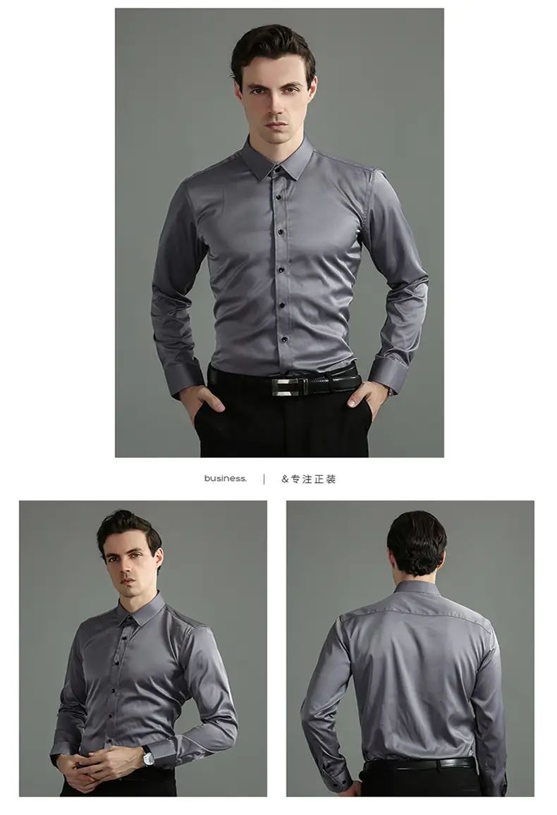 Men's Light Blue Long Sleeve Button Down Shirt — feature 30