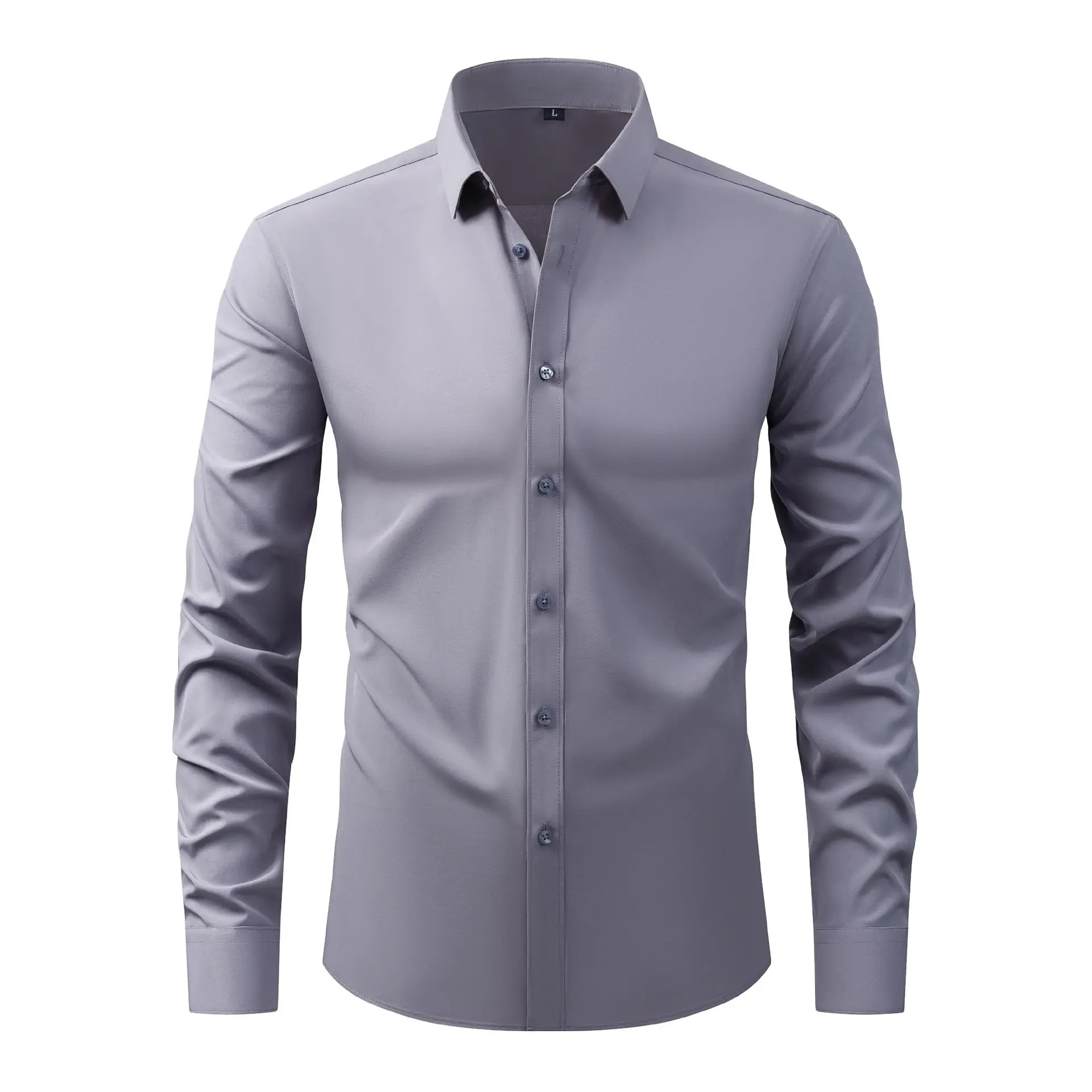 Men's Light Blue Long Sleeve Button Down Shirt - Image 13