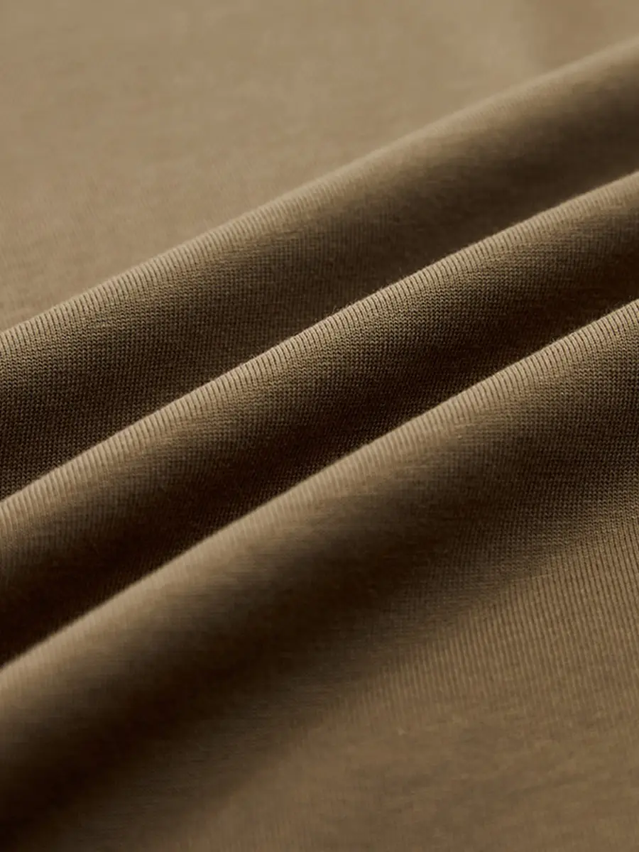 Men 270g Cotton T-Shirt Brown Short Sleeve Casual Top