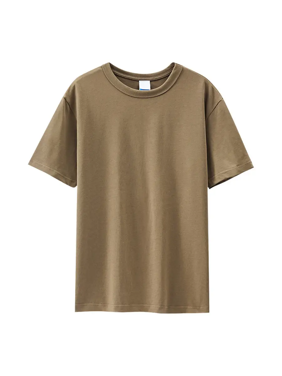 Men 270g Cotton T-Shirt Brown Short Sleeve Casual Top