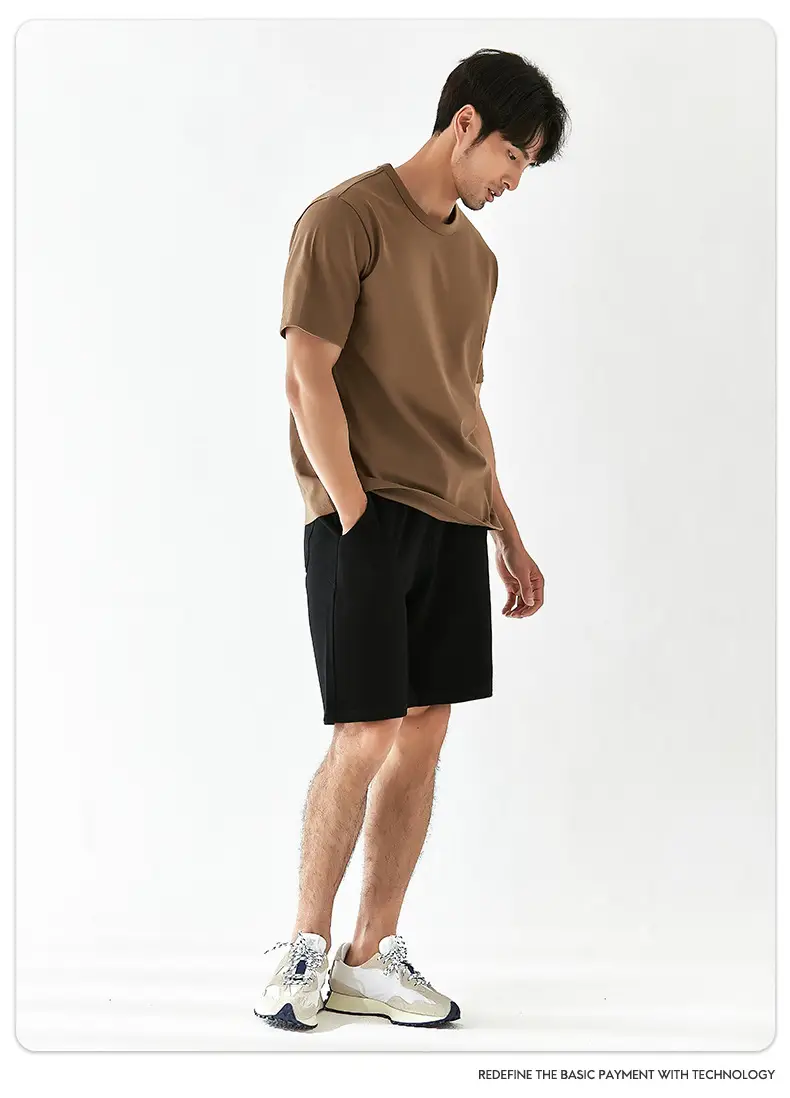 Men 270g Cotton T-Shirt Brown Short Sleeve Casual Top — feature 15