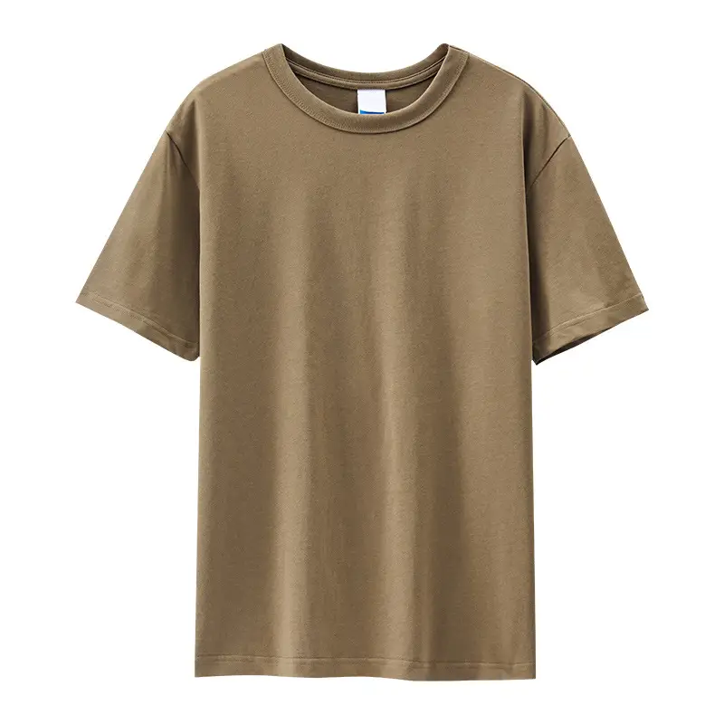Men 270g Cotton T-Shirt Brown Short Sleeve Casual Top