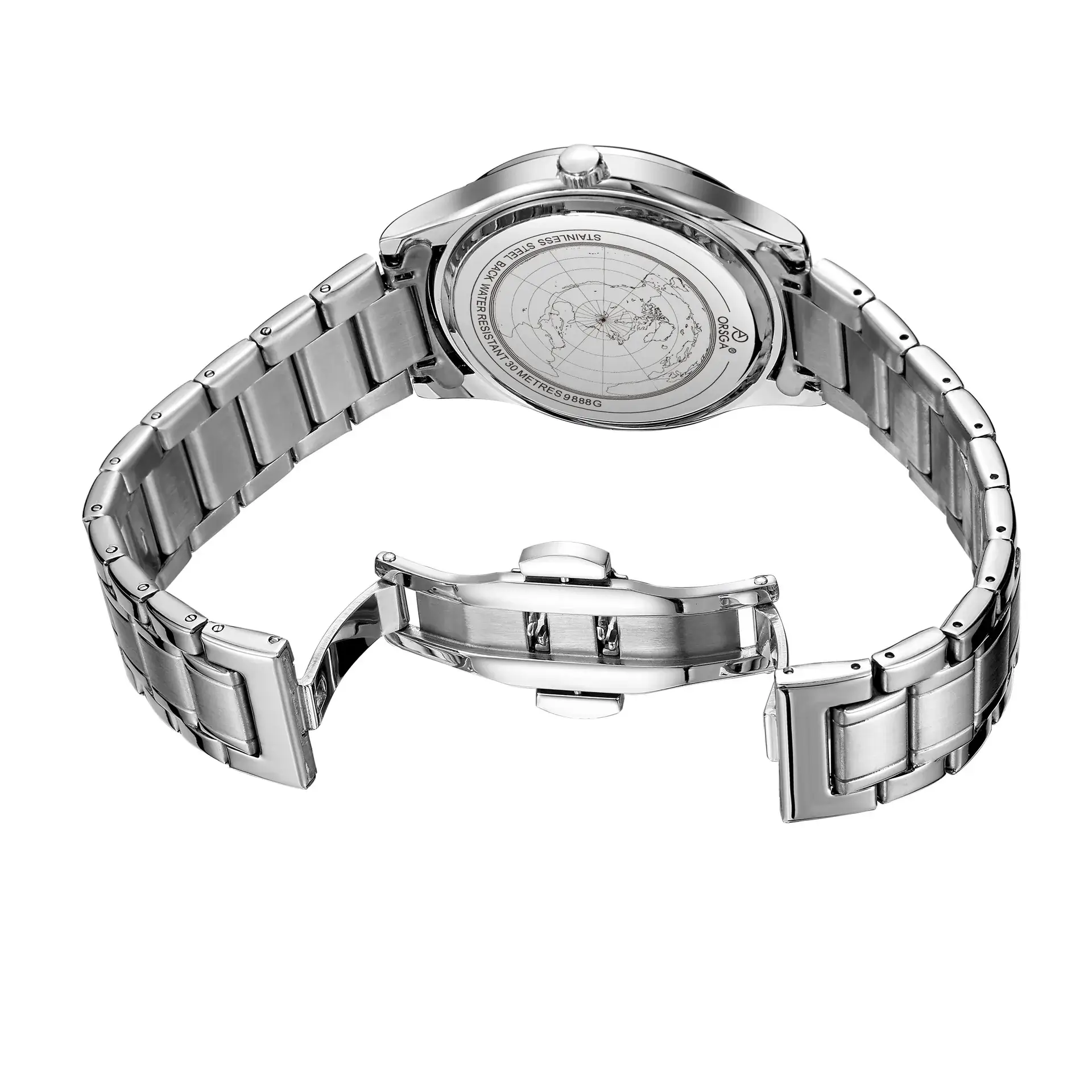 Men's Luminous Blue Globe Dial Watch with Leather Strap - Image 6