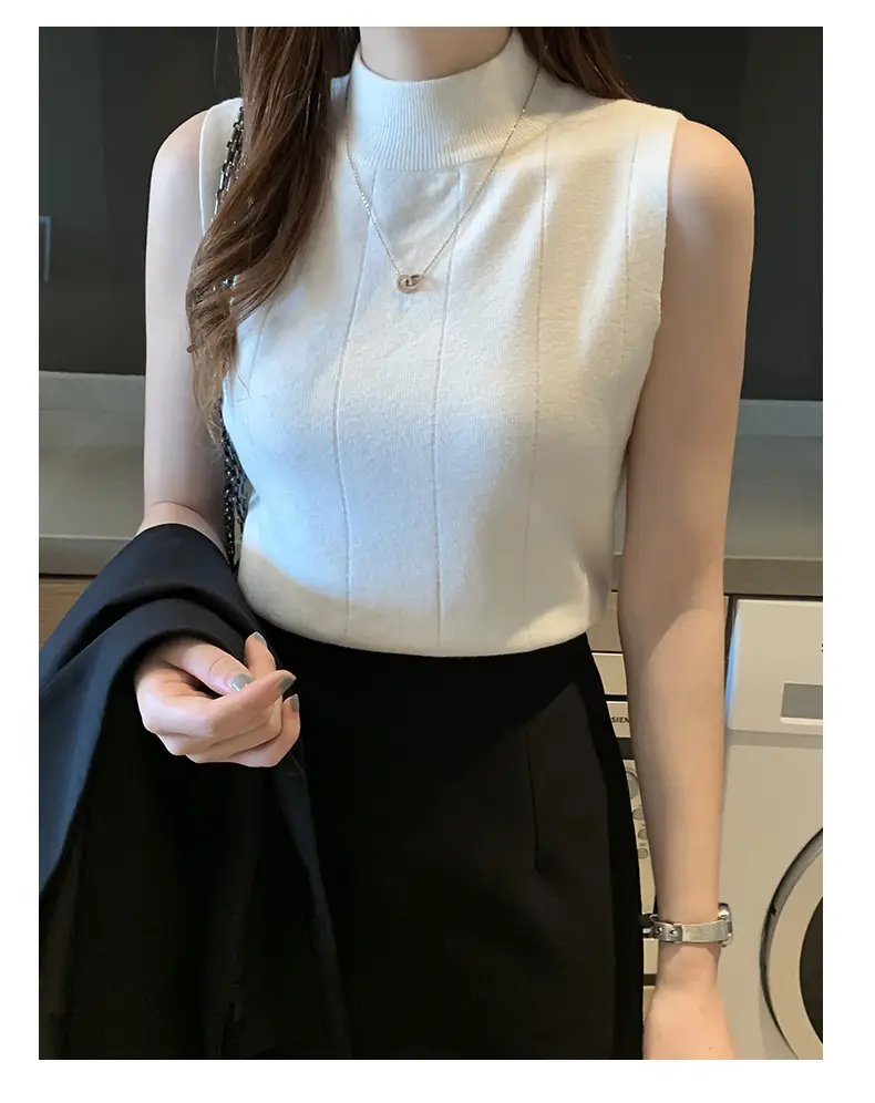 Women's Green Sleeveless Knit Top Vest — feature 22