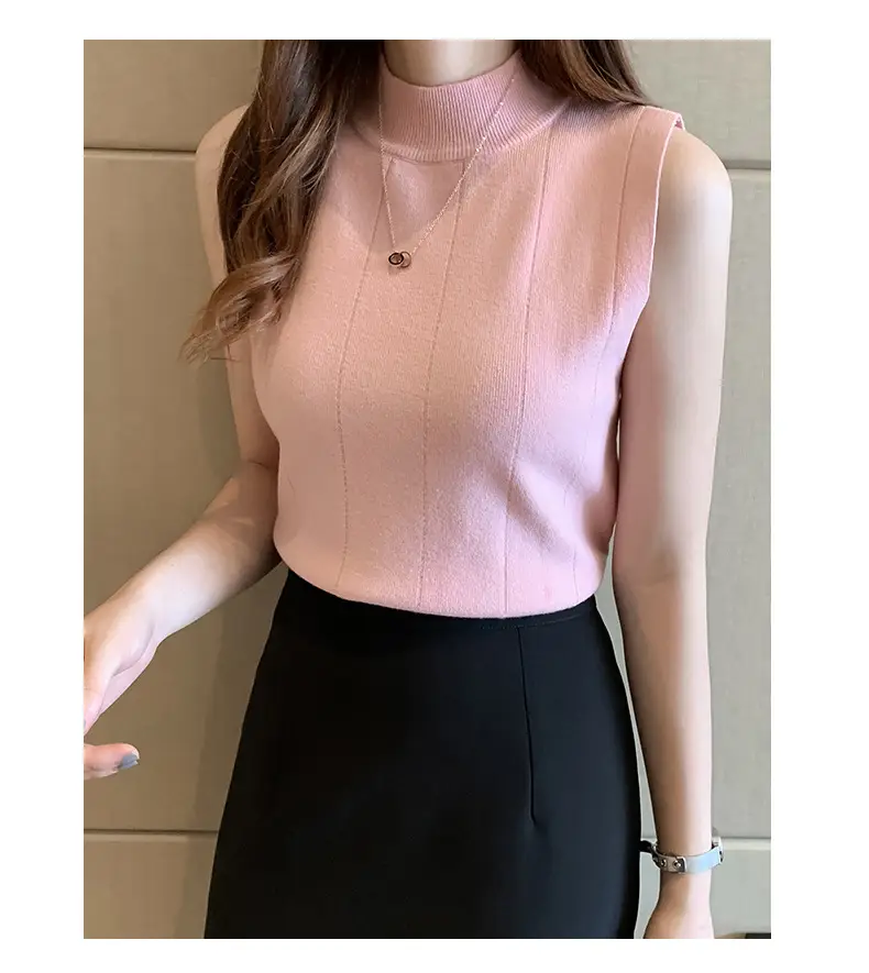 Women's Green Sleeveless Knit Top Vest — feature 27