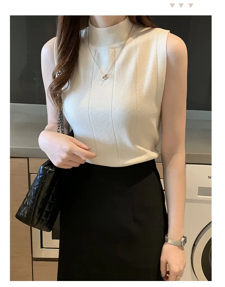 Women's Green Sleeveless Knit Top Vest — feature 31