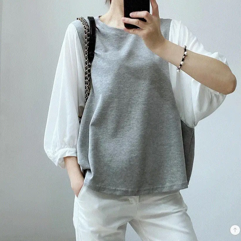 7-Color Fake Two-Piece T-Shirt Top for Women - Image 9