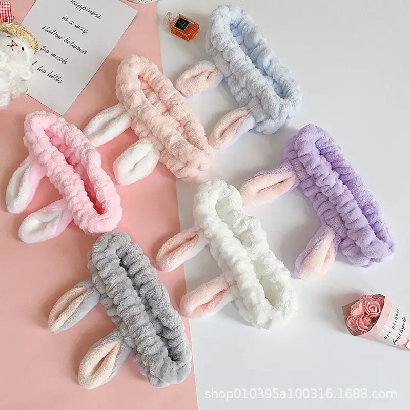 Cute Rabbit Ears Hair Band Purple Velvet - Image 11