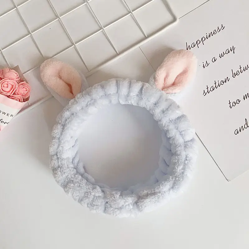 Cute Rabbit Ears Hair Band Purple Velvet - Image 2