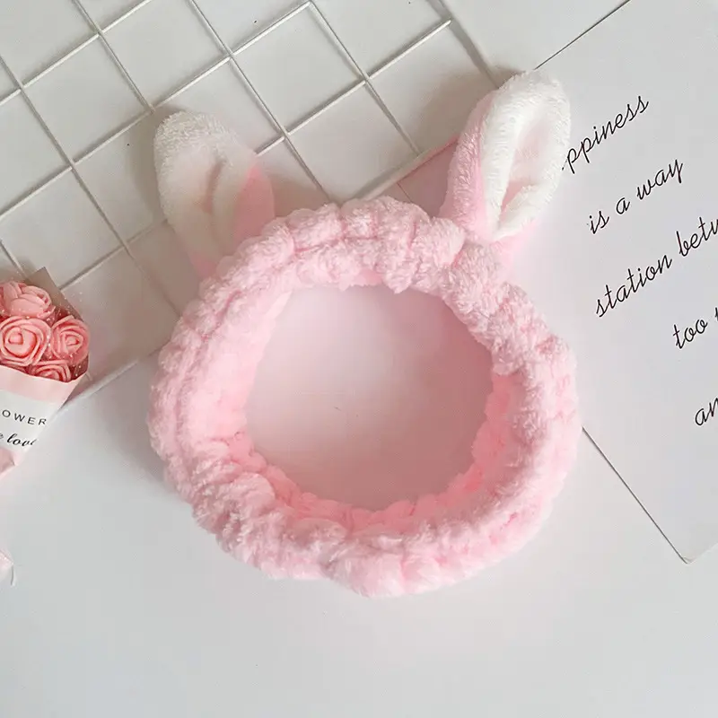 Cute Rabbit Ears Hair Band Purple Velvet - Image 4