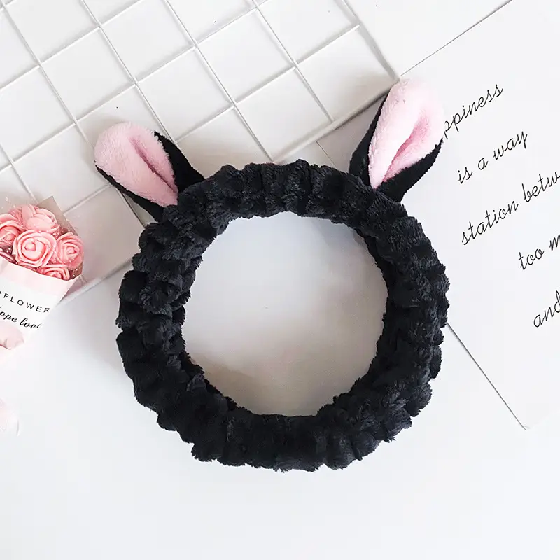 Cute Rabbit Ears Hair Band Purple Velvet - Image 5