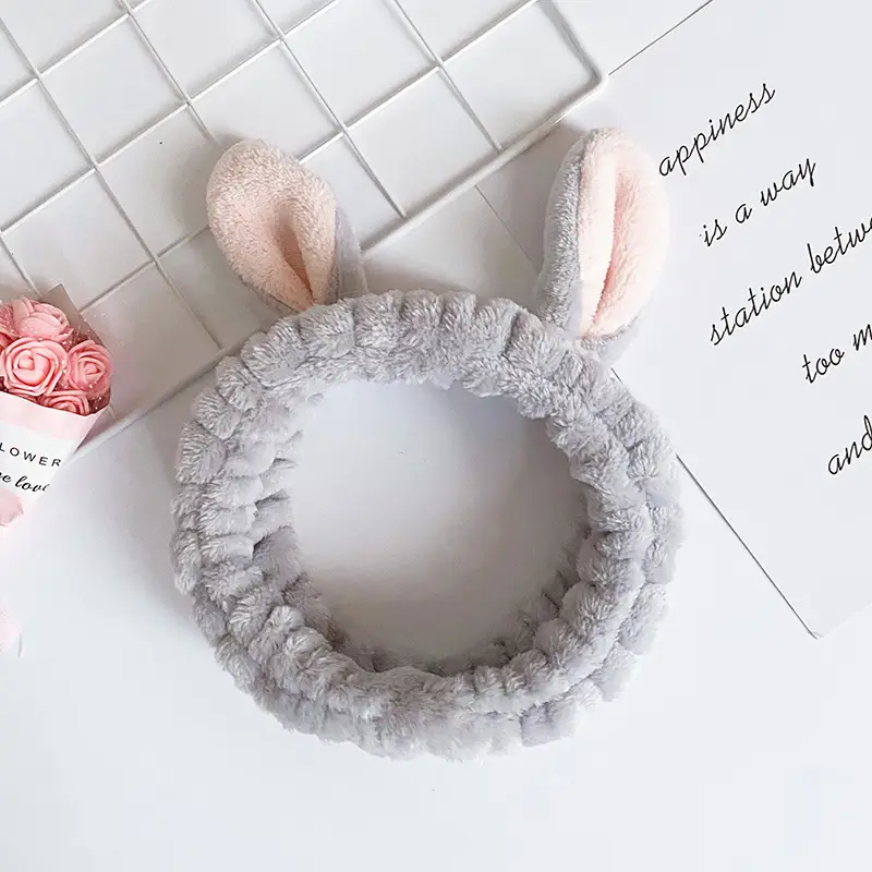 Cute Rabbit Ears Hair Band Purple Velvet - Image 6