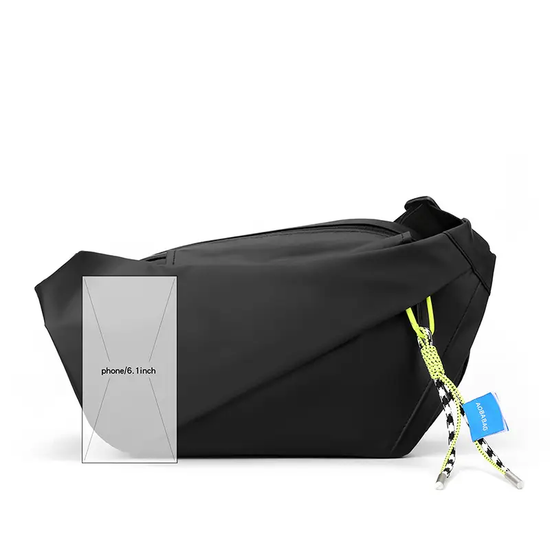 Men Casual Crossbody Bag Blue Black Zippered - Image 6