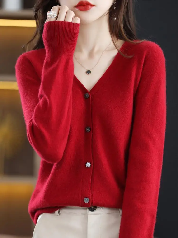 2024 New V-Neck Knitted Cardigan Women Plus Size - Image 3
