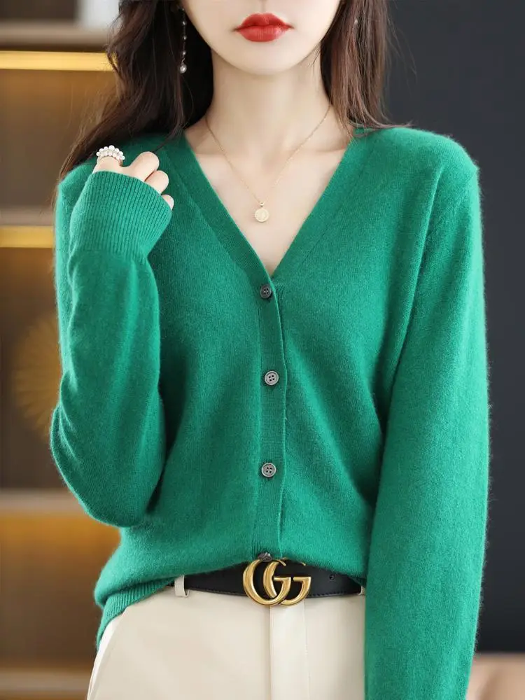 2024 New V-Neck Knitted Cardigan Women Plus Size - Image 4