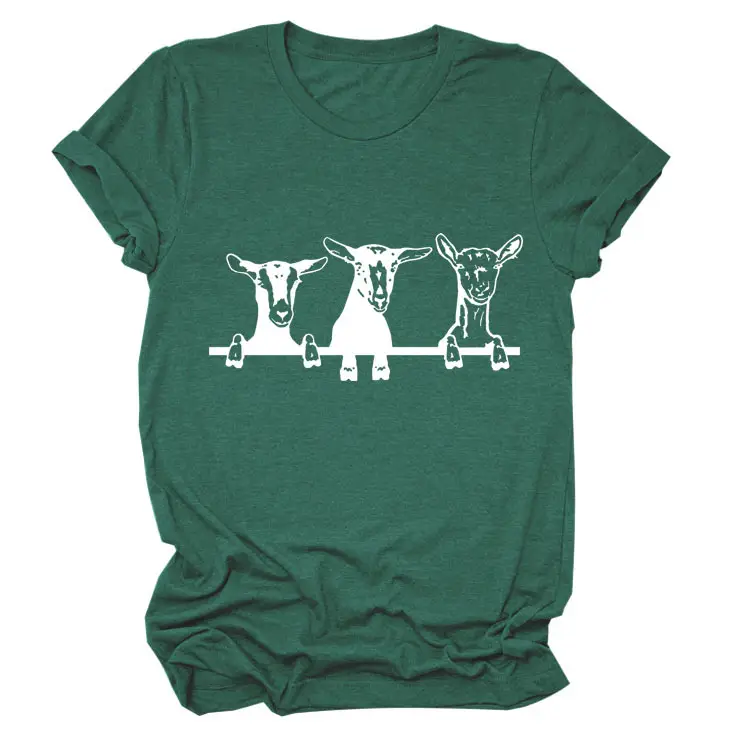 Women Cow Print T-Shirt Cream Round Neck Loose Fit