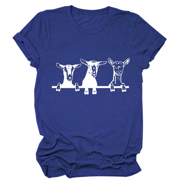 Women Cow Print T-Shirt Cream Round Neck Loose Fit