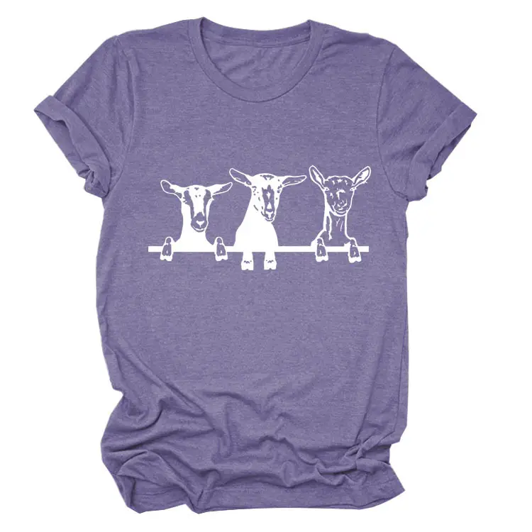 Women Cow Print T-Shirt Cream Round Neck Loose Fit