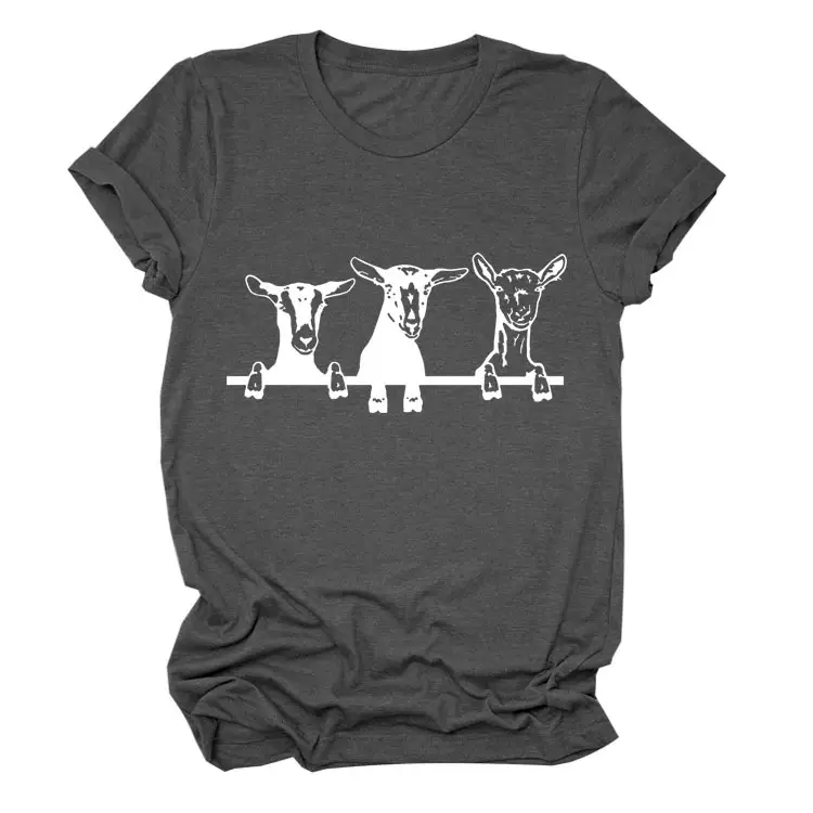 Women Cow Print T-Shirt Cream Round Neck Loose Fit