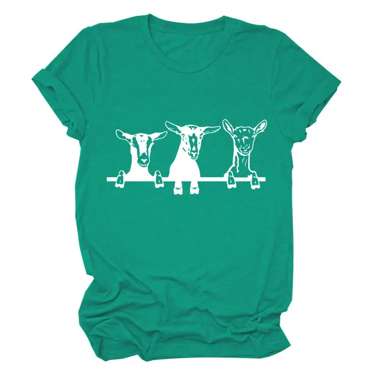 Women Cow Print T-Shirt Cream Round Neck Loose Fit