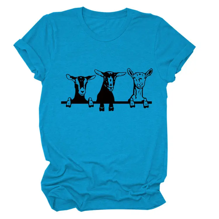 Women Cow Print T-Shirt Cream Round Neck Loose Fit