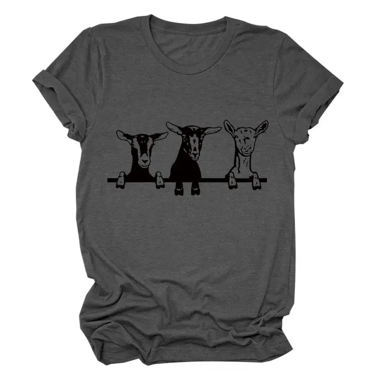 Women Cow Print T-Shirt Cream Round Neck Loose Fit