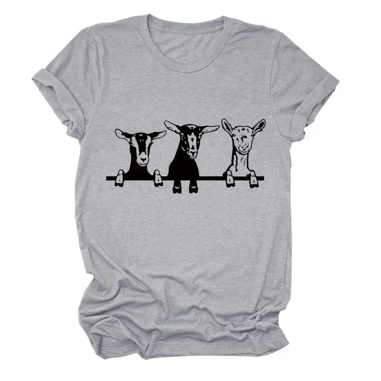 Women Cow Print T-Shirt Cream Round Neck Loose Fit