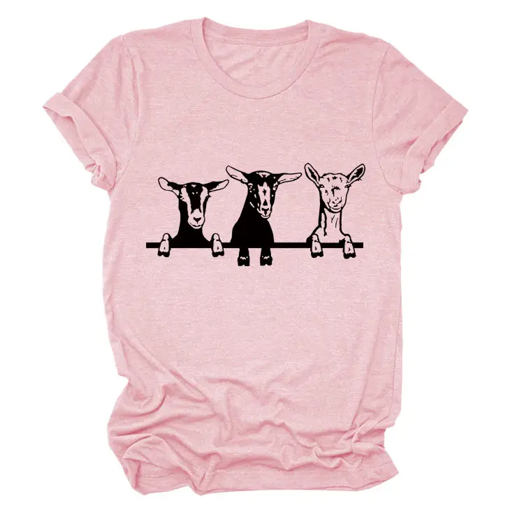 Women Cow Print T-Shirt Cream Round Neck Loose Fit